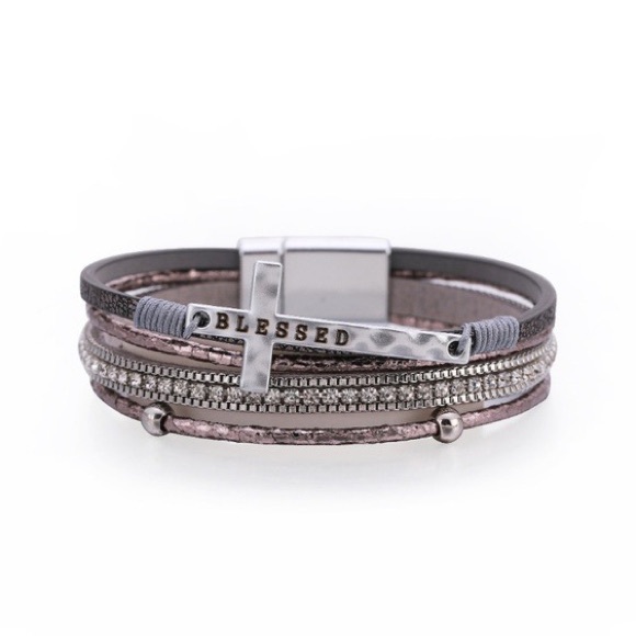 Leather Magnetic Blessed Bracelet Various Colors - Picture 4 of 6